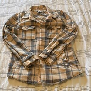 O'Neill Blush and Gray Plaid Fleece Jacket